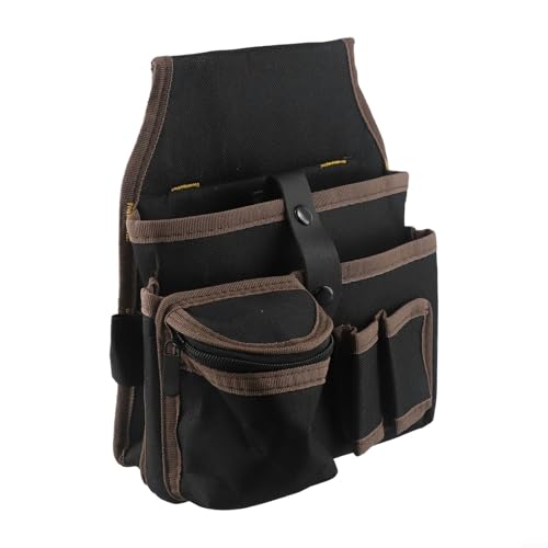 Praktische Werkzeug-Hüfttasche für Heimwerker, mit verstellbarem Riemen und mehreren Taschen für Werkzeuge (schwarz + braun) von NbgrvB