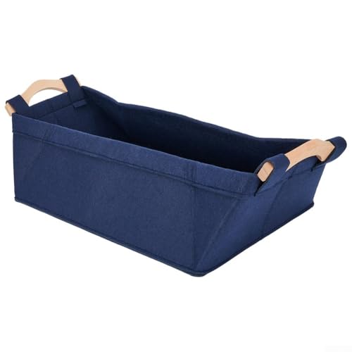Quadratische Aufbewahrungsbox aus waschbarem Filz, um Ihr Zuhause ordentlich und ordentlich zu halten (S, Marineblau) von NbgrvB