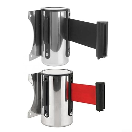 Queue Control Wandhalterungssystem Edelstahl mit 2 m einziehbarem Klebeband für Sicherheitsbereiche (rot-3m) von NbgrvB