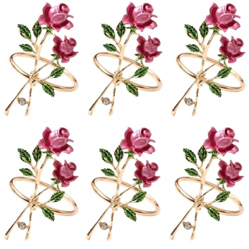 Rose Blume Serviettenringe 6er Set Anspruchsvolle Legierung Geschirr Rosa Elegante Esstisch Dekoration für Hochzeit Party Zuhause Restaurant Hotel Romantisches Ambiente von NbgrvB