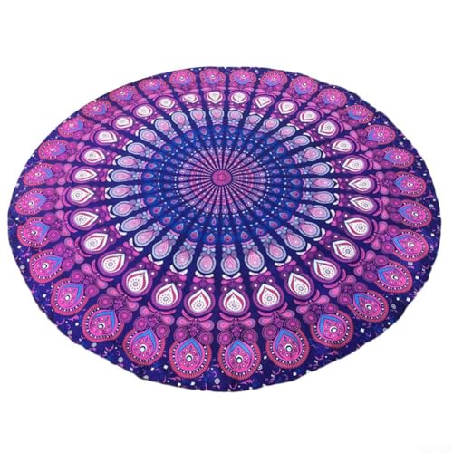 Runder Mandala-Wandteppich, perfekt als Strandmatte oder Picknick-Tischdecke, leichtes Polyestergewebe für einfaches Reisen (A) von NbgrvB
