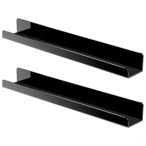 Schlanke und funktionale schwebende Regale, 2 Stück Acrylregale mit sicherem Magnethalt (schwarz) von NbgrvB