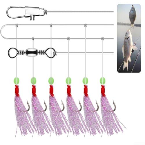 SeaFreshwater Fishing Sabiki Rigs, 6pcs Luminous String Hook Flash Hooks, Tempting Design, Firm Combination, Easy to Use (11) von NbgrvB