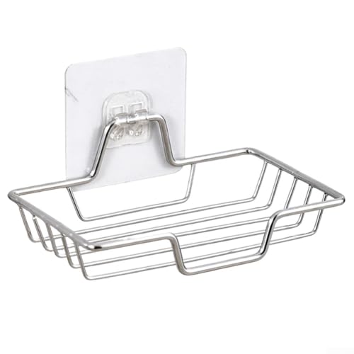 Seifenhalter zur Wandmontage aus Edelstahl mit Netz-Design, um Seife trocken zu halten und Badezimmerutensilien ordentlich auf Fliesen, Glas und Metall zu verstauen (Silber 1) von NbgrvB