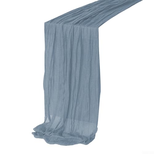 Seihtuch-Tischläufer für rustikale Hochzeiten, weiche Tischdecke zur Verbesserung der Veranstaltungsdekoration, perfekt für Empfänge (graublau) von NbgrvB