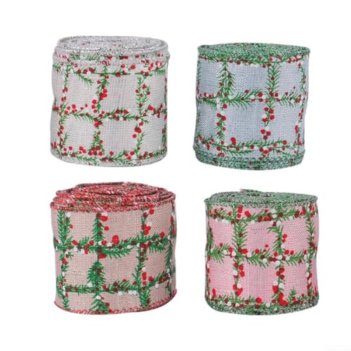 Set mit 4 Juteband-Rollen mit Blumen-Karo-Design für Urlaubsverpackungen, Bastelarbeiten, rustikale Weihnachtsdekorationen Set mit 4 Juteband-Rollen mit Blumen-Karo-Design für Urlaubsverpackungen, Bastelarbeiten, rustikale Weihnachtsdekorationen von NbgrvB