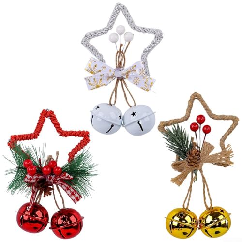 Set von weihnachtlichen sternförmigen Glockenanhängern zur Feiertagsdekoration von Bäumen und Türen mit Aufhängeschlaufen (Farbmischung) von NbgrvB