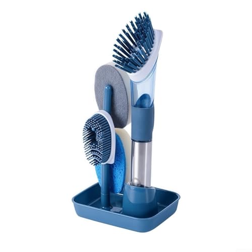 Spülbürsten Set mit Seifenspender zur schnellen und einfachen Reinigung von Töpfen und Pfannen (Blau) von NbgrvB