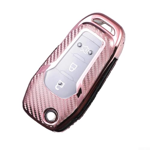 TPU-Schlüsselgehäuse aus Kohlefaser für Ford-Modelle für Escape, EcoSport, Explorer und mehr (Rosa) von NbgrvB