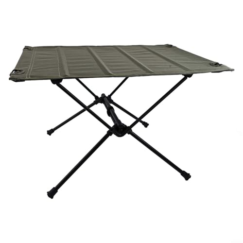 Tragbarer Klapptisch für den Außenbereich, Aluminium-Campingtisch, mit Zwischenstütze und Polyester-Oxford-Tuch, für Camping, Heckklappe, Grillen, Jagd, Essen im Freien (Armeegrün) von NbgrvB