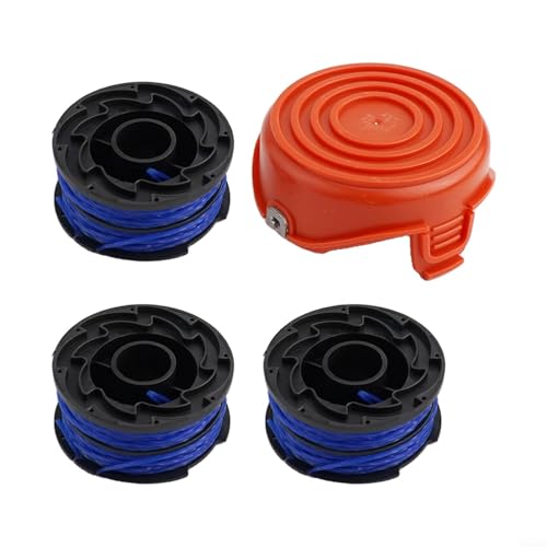 Trimmer-Spulenabdeckung und Schnur-Set für Black & Decker GL315 GL350 GL650 Rasentrimmer, Auto-Feed Ersatzteile, 1,65 mm Durchmesser, 12,2 m Länge (1 x Kappe + 3 x Spule) von NbgrvB