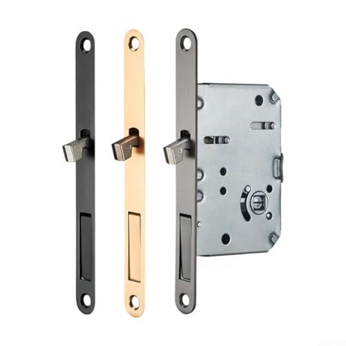 Verdecktes Taschentürschloss für Schiebetüren, reibungsloser Betrieb und sicherer Mechanismus mit Zinklegierungsmaterial (Schwarz) von NbgrvB
