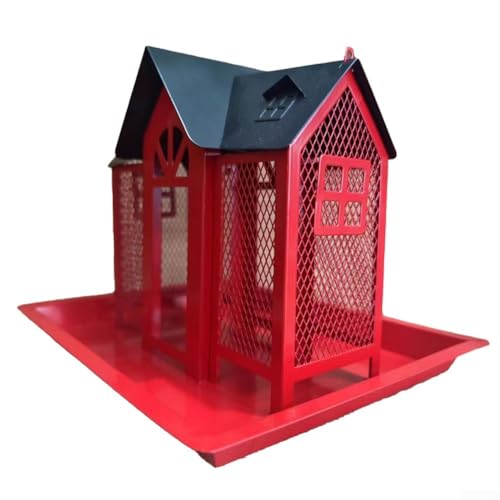 Vogelfutterstation in Hausform aus Metall, perfekt zum Aufhängen in Ihrem Garten oder Garten (rot) von NbgrvB