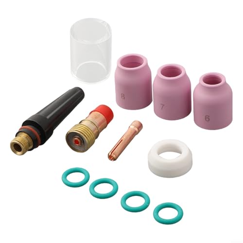 WIG-Schweißbrenner-Set, Gaslinse 17GL332 3/32 Zoll, 10 Tassen-Düsen-Set, für DB SR WP Serie luftgekühlte und wassergekühlte Taschenlampen von NbgrvB