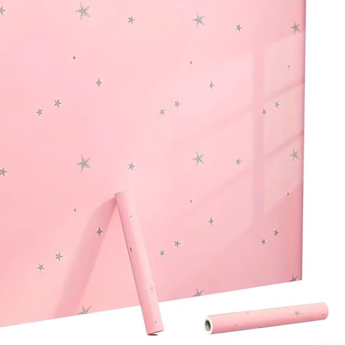 Wasserdichte PVC-Cartoon-Stern-Wandbilder für Schlafzimmer, Küche, Badezimmer, mit Abzieh- und Design, abnehmbare und wiederverwendbare dekorative Aufkleber für Wände und Möbel (rosa Sterne) von NbgrvB