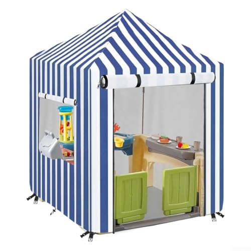 Wasserdichte Spielhausabdeckung für Kinderspielhäuser aus Holz, bietet Sonnenschutz und Wetterbeständigkeit, entworfen mit verstellbaren Riemen und Schnallen, um sicher bei Wind zu bleiben (blau) von NbgrvB