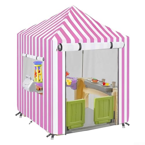 Wasserdichte Spielhausabdeckung für Kinderspielhäuser aus Holz bietet Sonnenschutz und Wetterbeständigkeit, entworfen mit verstellbaren Riemen und Schnallen, um sicher bei Wind zu bleiben (Pink) von NbgrvB