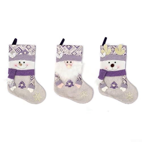 Weihnachten dekorative Socken mit Weihnachtsmann und festlichen Mustern für Ferienhaus und Ladendekoration, perfekt zum Aufhängen am Kamin und saisonalen Feiern (Mix) von NbgrvB