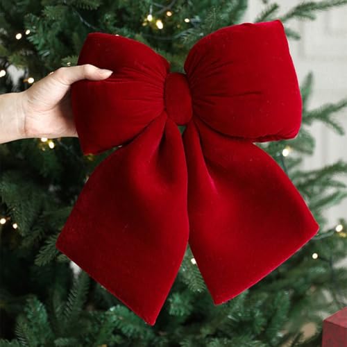 Weihnachts-Samtschleife, große rote Weihnachtsband-Schleifen, Weihnachtsbaum-Dekoration, Weihnachtskränze Bowknot Ornamente, für Weihnachtsbaum, Kamin, Zuhause, Haustür (L) von NbgrvB