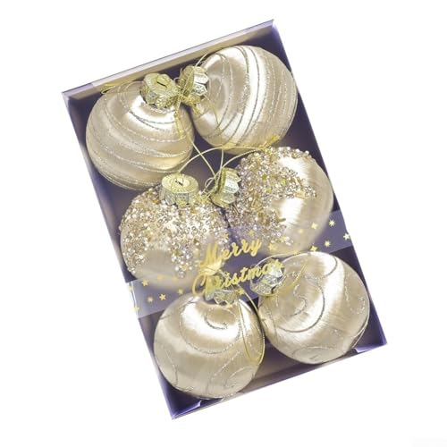 Weihnachtsbaumschmuck 6er Set mit funkelnden Pailletten aus Kunststoff zur Verschönerung von Ferienhaus und Baumdekorationen (Golden) von NbgrvB