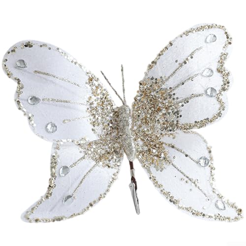 Weihnachtsbaumschmuck mit Schleife aus Stoff als hängendes Accessoire, um festliche Feiertage und saisonale Dekorszenen zu ergänzen (weiß) von NbgrvB