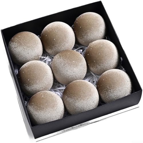XM0170S Christbaumkugeln, Samt, zum Aufhängen, für Ferienhaus und Baumdekoration, Khaki, 9 Stück XM0170S Christbaumkugeln, Samt, zum Aufhängen, für Ferienhaus und Baumdekoration, Khaki, 9 Stück von NbgrvB