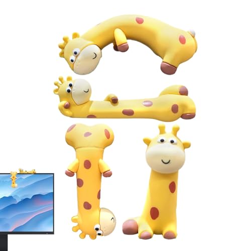 Nbhuiakl Computer-Bildschirm-Figur, Auto-Bildschirm-Figur - 4X Giraffen-Sammelfiguren - Kreative Selbstklebende Tierfiguren, Computermonitor- für Auto-Arbeitsplatz-Monitor-Schreibtisch-Dekoration von Nbhuiakl