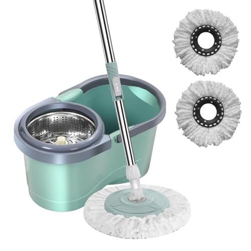 Nbhuiakl Automatischer Wischmopp mit Auswringer | Ergo Clean Twist Disc Mop-Eimer-Set | Grün B | Bodenreinigungsset von Nbhuiakl