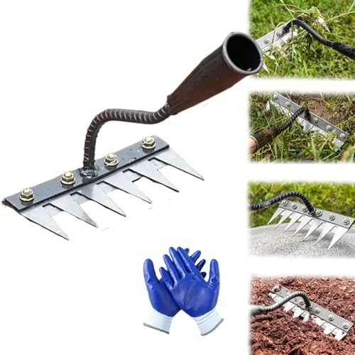 5/6/7/8Unkrautrechen Mit Gartenzähnen Aus Karbonstahl,Unkrautrechen,Eisenrechen Zum Unkrautjäten,Gartenrechen Aus Metall,strapazierfähig,Eisenrechen Zum Gärtnern Und Unkrautjäten (6 Zähne) von Nbzsmlkn