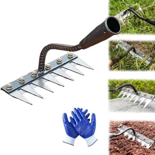 5/6/7/8Unkrautrechen Mit Gartenzähnen Aus Karbonstahl,Unkrautrechen,Eisenrechen Zum Unkrautjäten,Gartenrechen Aus Metall,strapazierfähig,Eisenrechen Zum Gärtnern Und Unkrautjäten (7 Zähne) von Nbzsmlkn