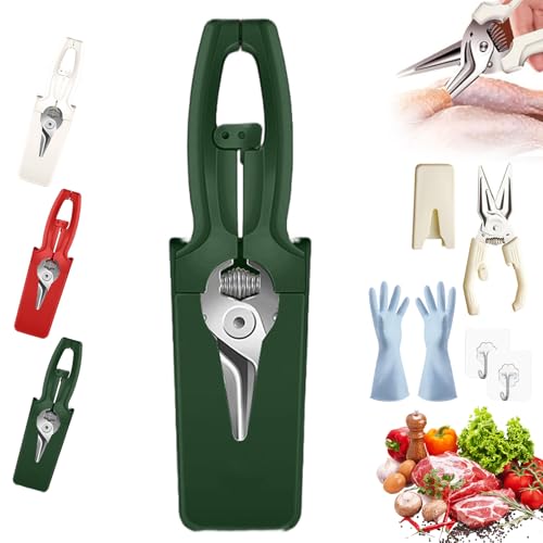 Multifunktionale, Arbeitssparende Küchens chere, Federunterstützte Küchenscher, Robuste Küchen-schere Für Lebensmittel Mit Ergonomischem Griff, Für Hähnchen, Grillgemüse (Grün) von Nbzsmlkn