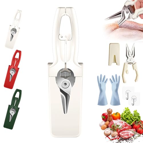 Multifunktionale, Arbeitssparende Küchens chere, Federunterstützte Küchenscher, Robuste Küchen-schere Für Lebensmittel Mit Ergonomischem Griff, Für Hähnchen, Grillgemüse (Weiß) von Nbzsmlkn