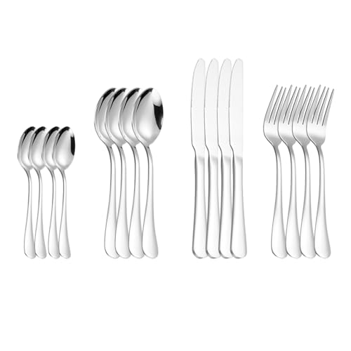 Nchdewui Besteck Set 6 Personen, Essbesteck Set 24 teilig, Edelstahl Besteckset für Messer, Gabel, Löffel, Essbesteck Set mit Messer Gabel Löffel, Spülmaschinenfest von Nchdewui