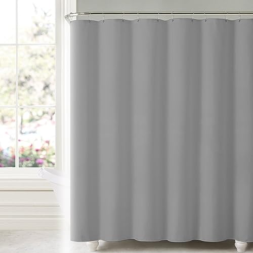 Nchdewui Duschvorhang 180x180 cm Hellgrau Wasserdicht Waschbar Badvorhan, Grau Waschbar Polyester Badevorhänge mit 12 Duschvorhängeringen für Badezimmer, Badewanne von Nchdewui