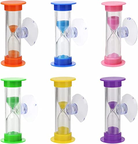 Sanduhr Timer,3 Minuten Kinder Zähneputzen Timer Mit Saugnapf Dekoration Handgemachte Sanduhr Kinder Zähneputzen Timer-6pcs Set von Ndier