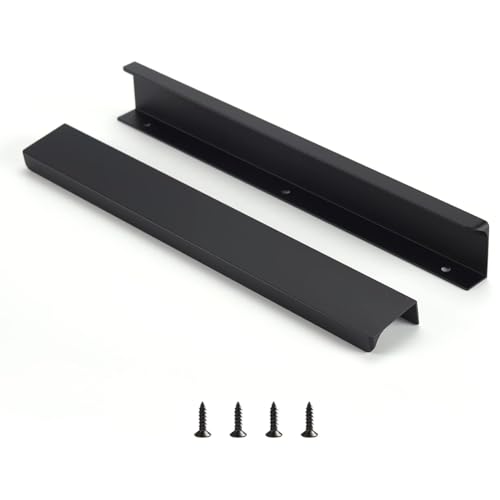 Ndjiloik 10 Stück Versteckter Türgriff Schrankgriffe Möbelgriffe Moderne Küchengriffe Aluminium für Kleiderschrank Tür Schubladen,Schwarz,Gesamtlänge 200MM von Ndjiloik