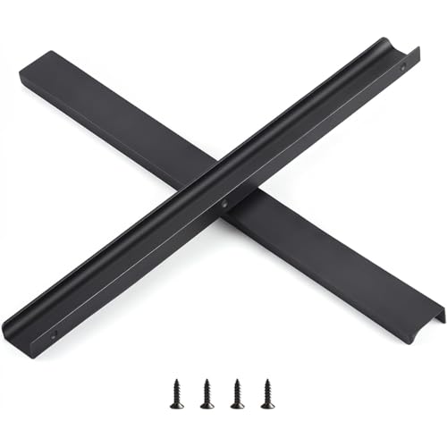 Ndjiloik 10 Stück Versteckter Türgriff Schrankgriffe Möbelgriffe Moderne Küchengriffe Aluminium für Kleiderschrank Tür Schubladen,Schwarz,Gesamtlänge 300MM von Ndjiloik