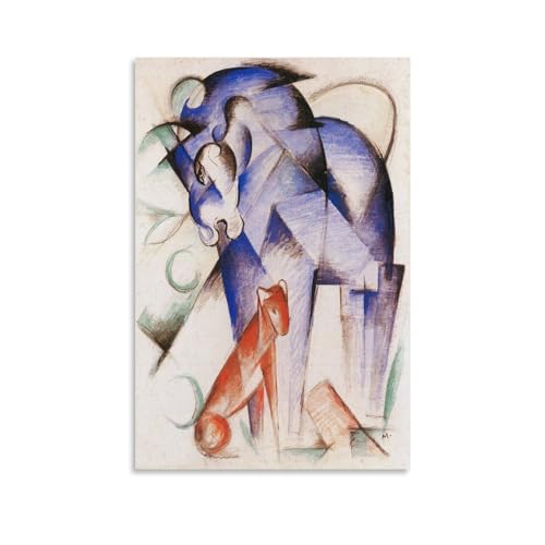 NeAFP Franz Marc Artwork – Poster mit Pferd und Hund, Kunstdruck auf Leinwand, Kunstdruck, moderne Familienschlafzimmer-Dekoration, 20 x 30 cm von NeAFP