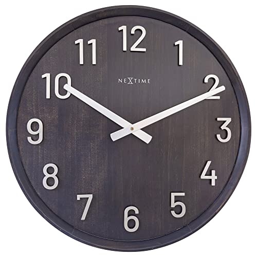 NeXtime Große Wanduhr, 50 cm, Silencieux-Schwarz/Holz/Metall von NeXtime