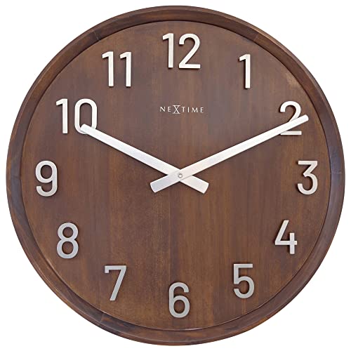 NeXtime Große Wanduhr, 50 cm, Walnuss-Holz, Metall, Precious von NeXtime