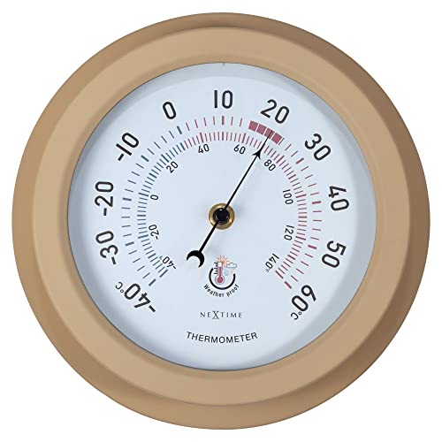 NeXtime Außenthermometer - Ø22CM - Metall - Braun „Lilie“ von NeXtime