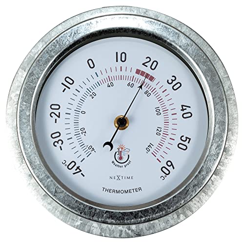 NeXtime Außenthermometer - Ø22CM - Metall - verzinkt „Lilie“ von NeXtime