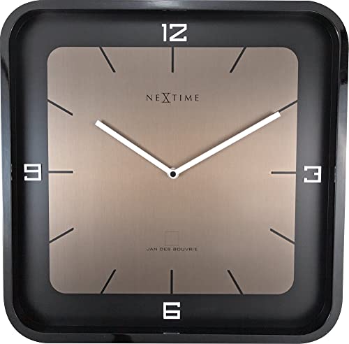 NeXtime Square Wall Wanduhren, Metall und Kunststoff, Schwarz, 30 cm von NeXtime