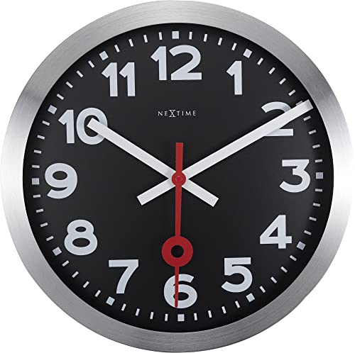 NeXtime Station Wanduhren, Metall und Kunststoff, Schwarz, Ø 35 cm von NeXtime