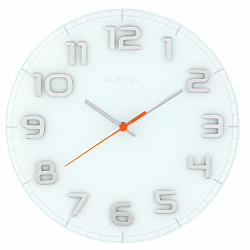 NeXtime Wanduhr "CLASSY ROUND", lautlos, rund, aus Glas, Weiß, ø 30 cm von NeXtime