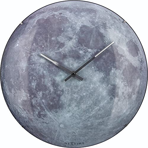 NeXtime Wanduhr "MOON DOME", lautlos, Mond, leuchtend im Dunkeln ø 35 cm, 35 x 35 x 5 cm von NeXtime