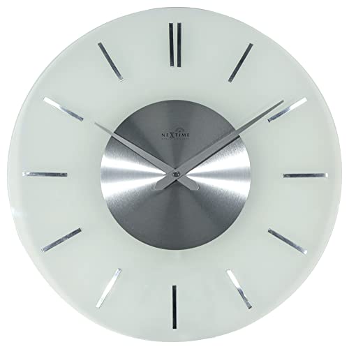 NeXtime 3147 Wanduhr STRIPE RADIO CONTROLLED, Funkuhr, rund, Glas/Edelstahl, ø 40 cm von NeXtime