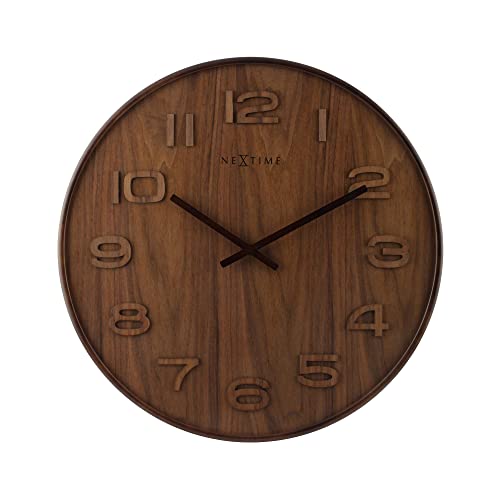 NeXtime Wanduhr "WOOD WOOD MEDIUM", rund, aus Holz, Braun, ø 36 cm von NeXtime