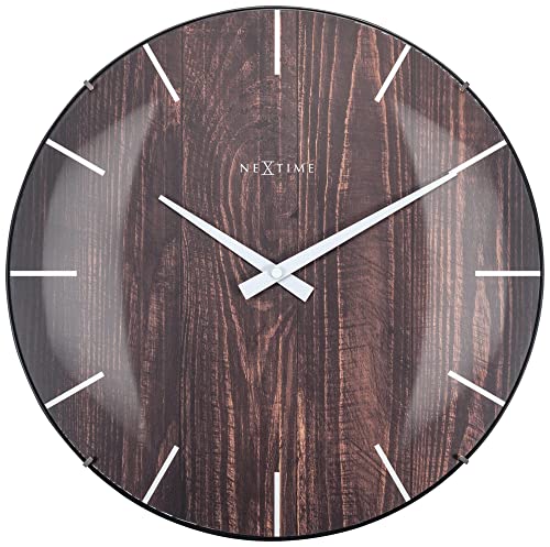 Nextime Wanduhr Edge-Wood-Dome Dia. 35cm Kunststoff braun von NeXtime