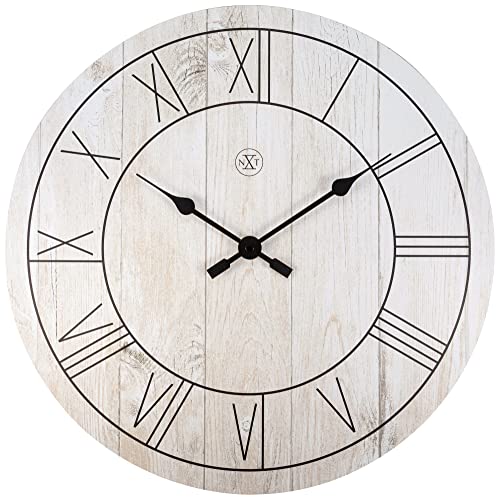 Nextime Paul Wanduhren, Metall und Kunststoff, Holz Weiß, 40 cm von NeXtime